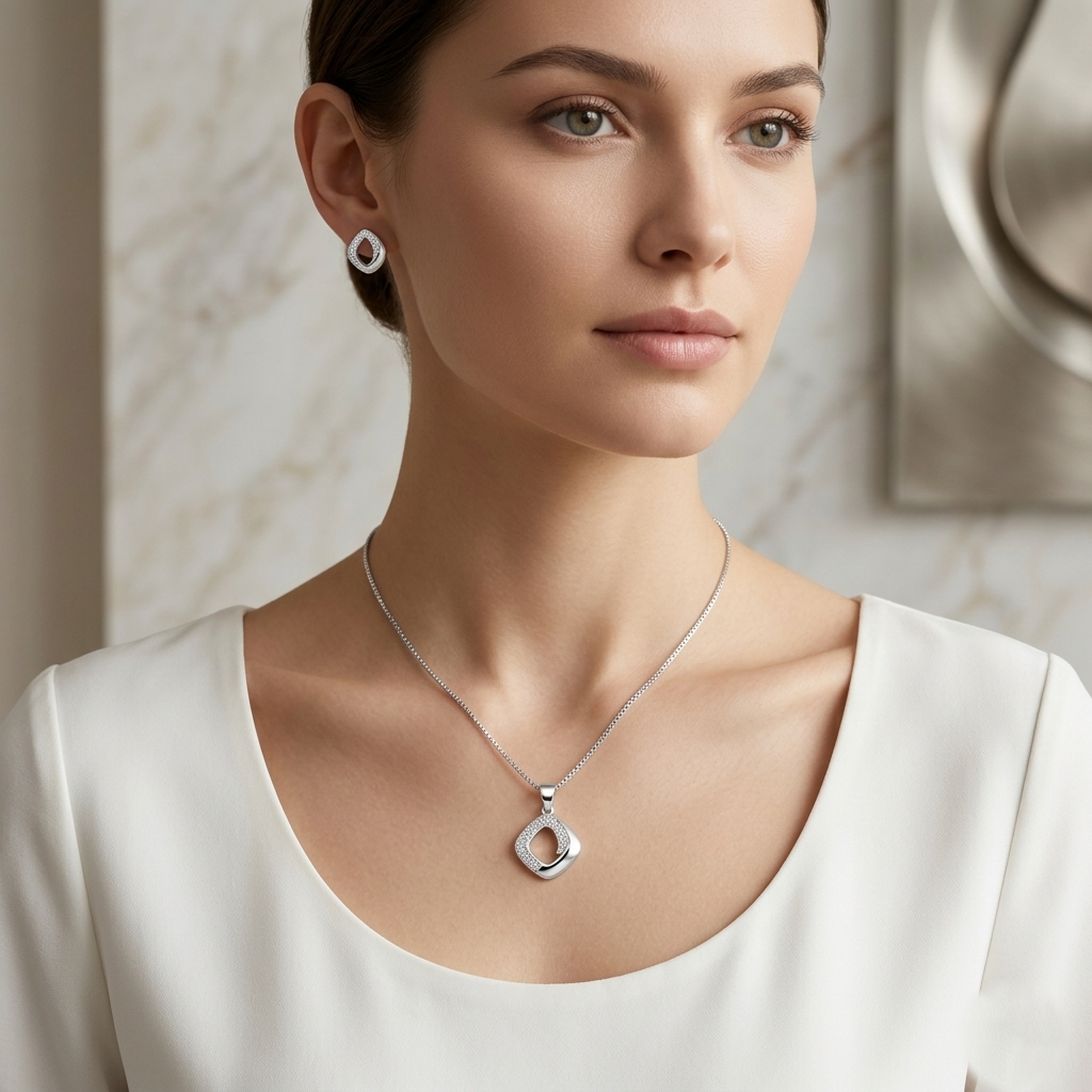 Moonlit Spark Silver Pendant Chain