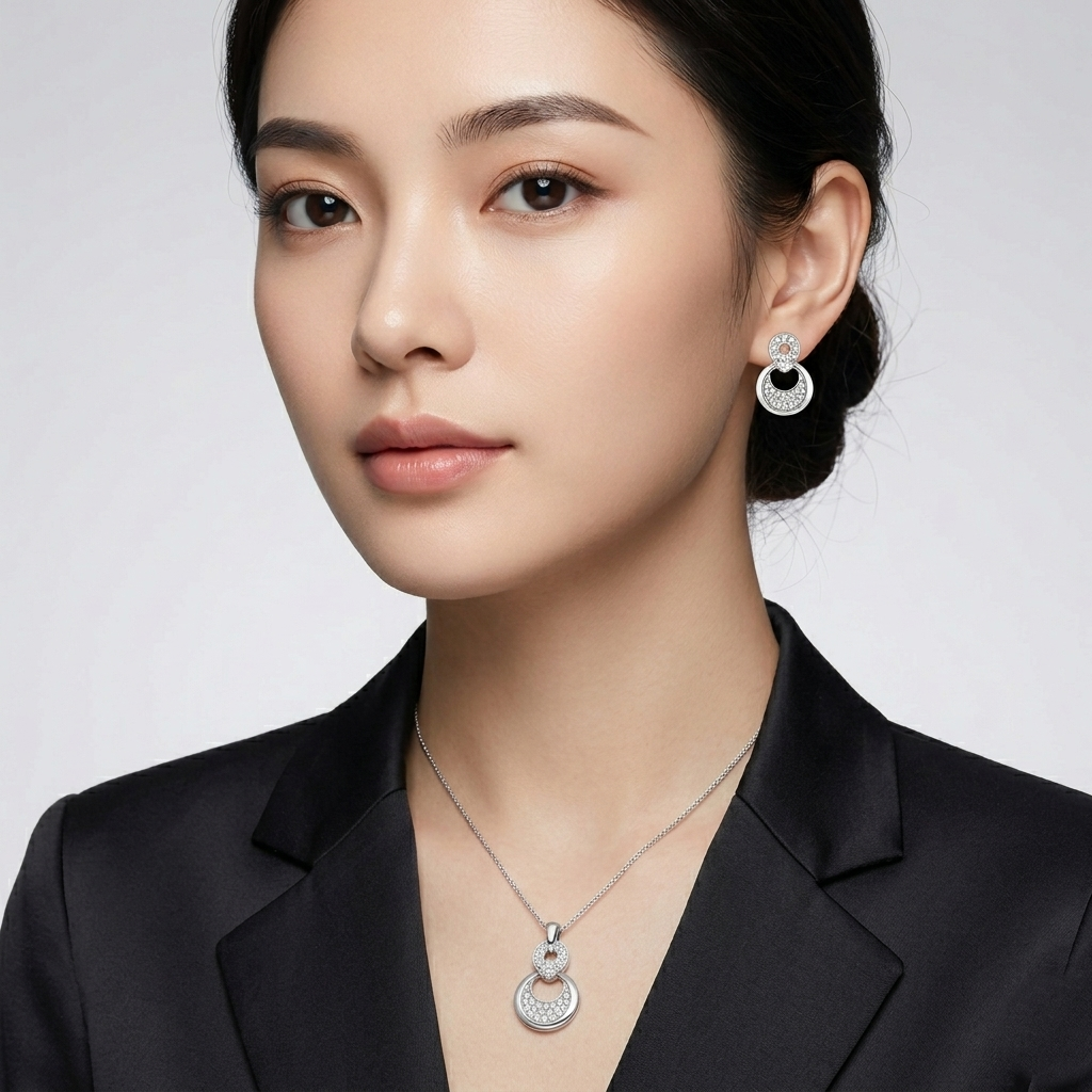 Diamond Aura Silver Pendant