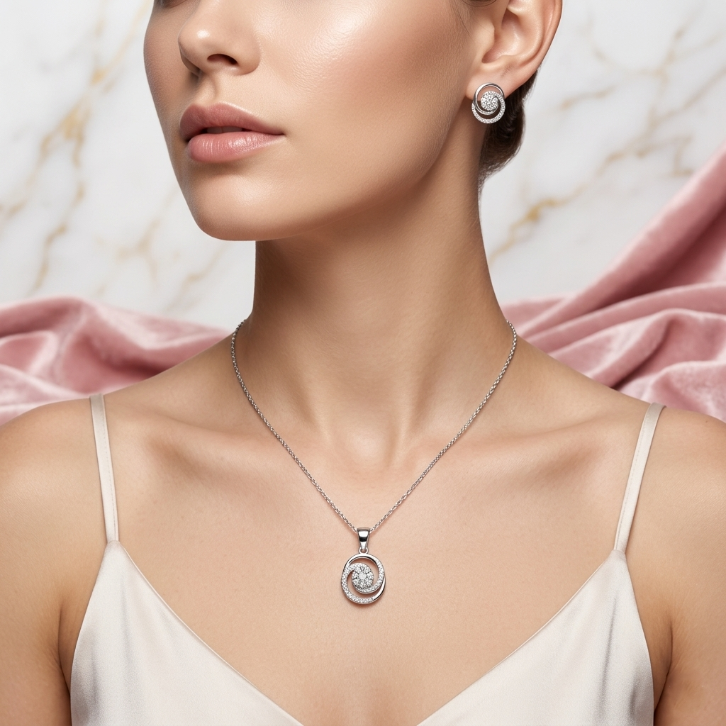 Celestial Glow Silver Pendant Chain