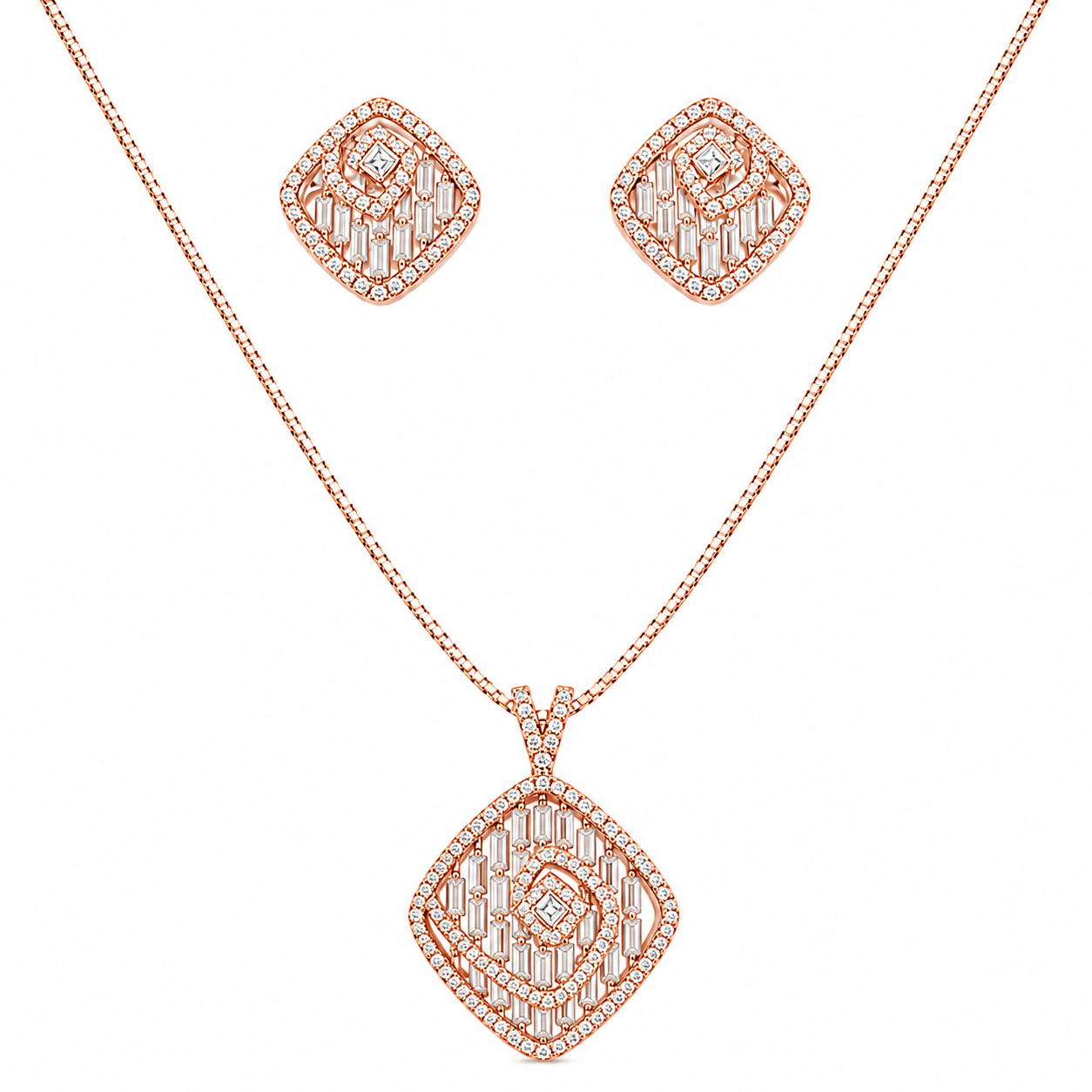 Celestial Drop Silver Pendant In Rose Tone