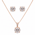 Crystal Bloom Pendant Chain In Rose Tone
