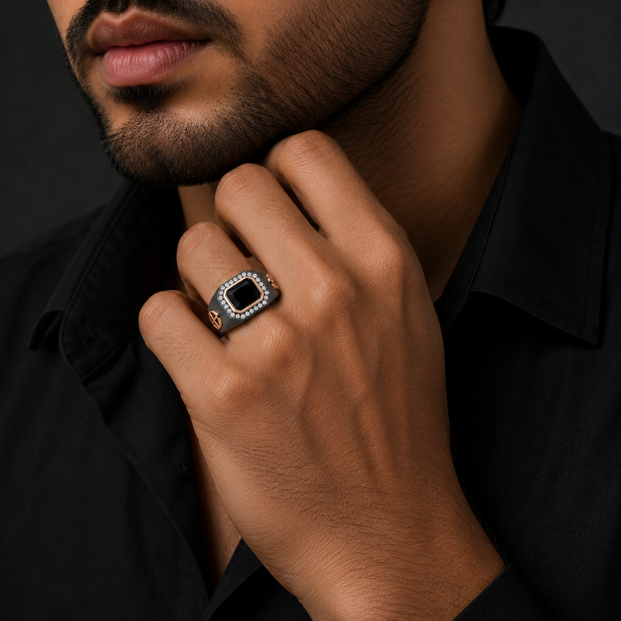 925 Silver Matte Black Finish Men's Ring
