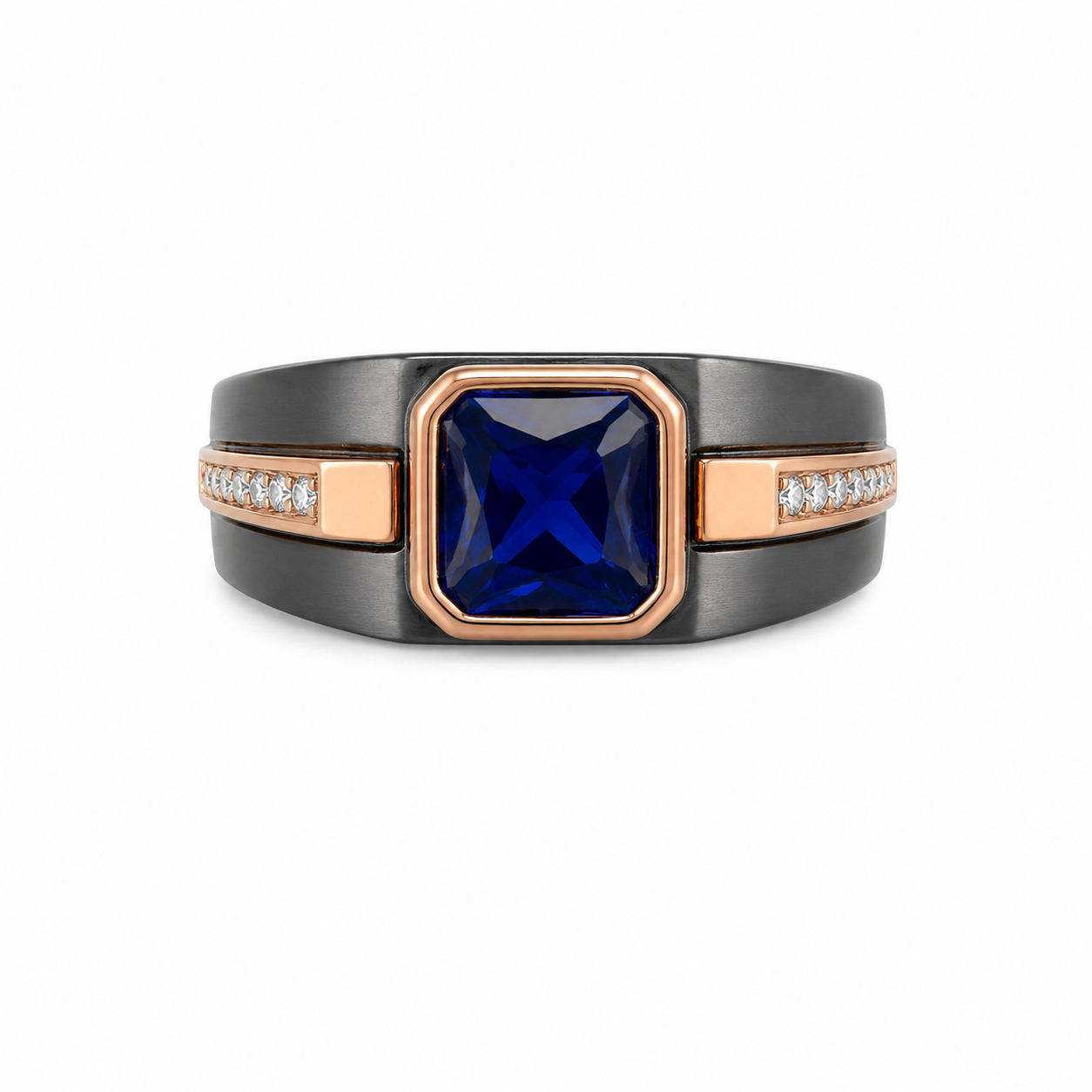 925 Silver Modern Blue Gem Men's Ring