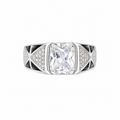 925 Silver Signature White Stone Ring for Men