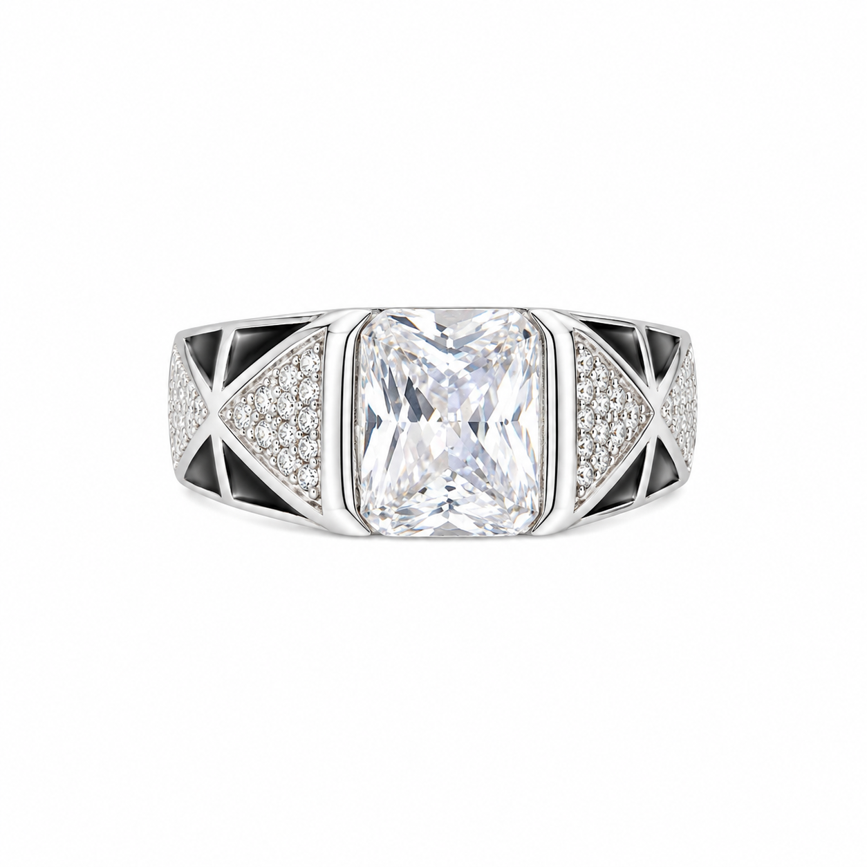 925 Silver Signature White Stone Ring for Men