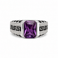 925 Silver Exclusive Purple Stone Men's Ring