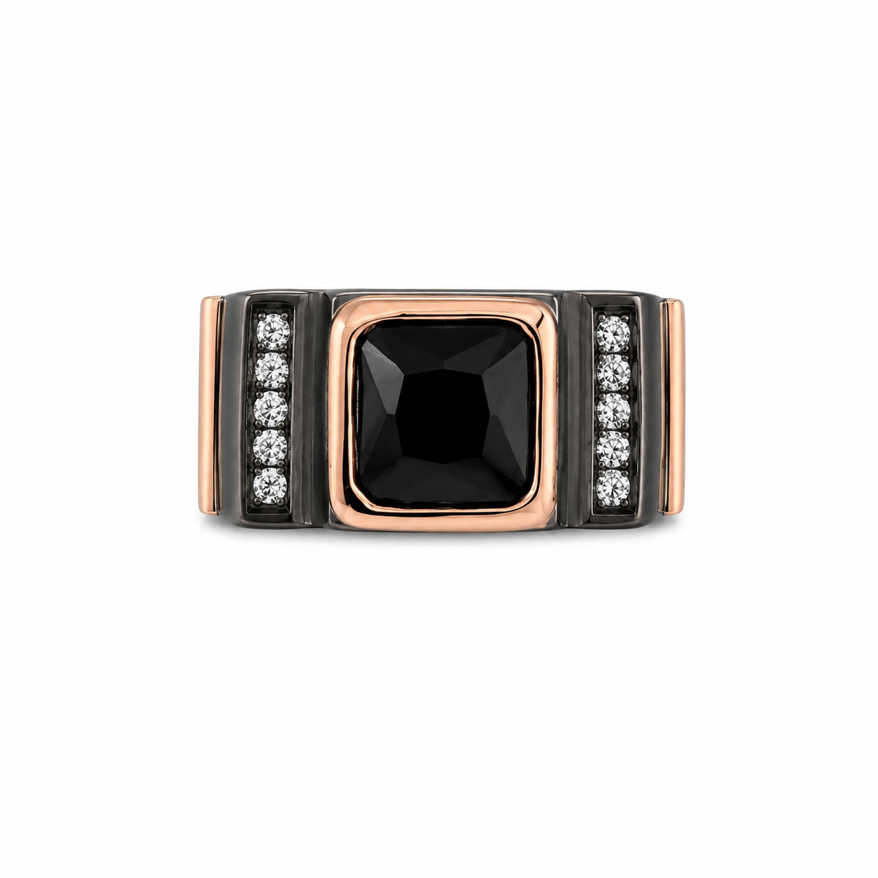 925 Silver Signature Black Stone Ring for Men