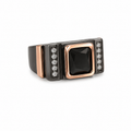 925 Silver Signature Black Stone Ring for Men