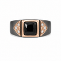 925 Silver Luxury Black Stone Mate Black Finish Men's Ring