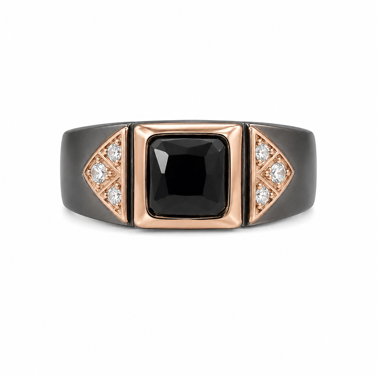 925 Silver Luxury Black Stone Mate Black Finish Men's Ring