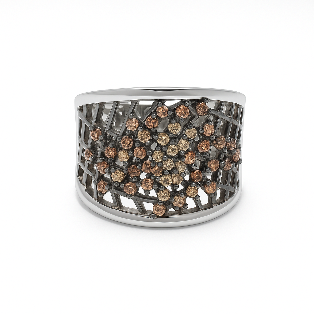 Silver VivaRoma Art Orange Diamond Ring