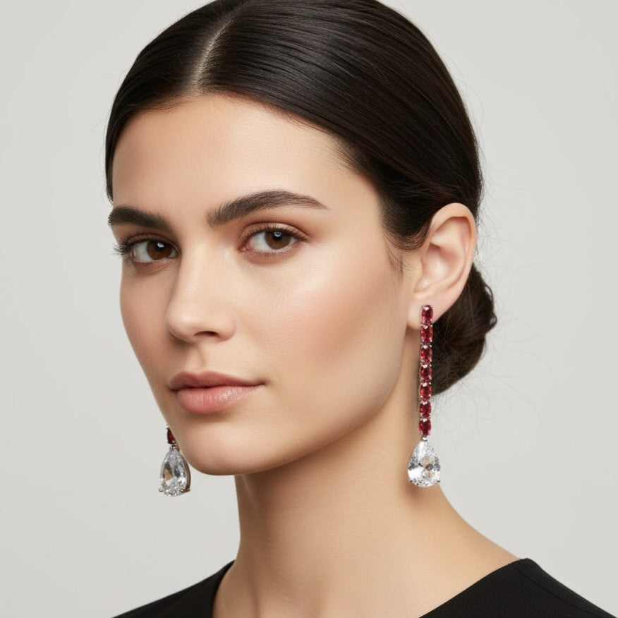 Ruby Cascade Teardrop Earrings