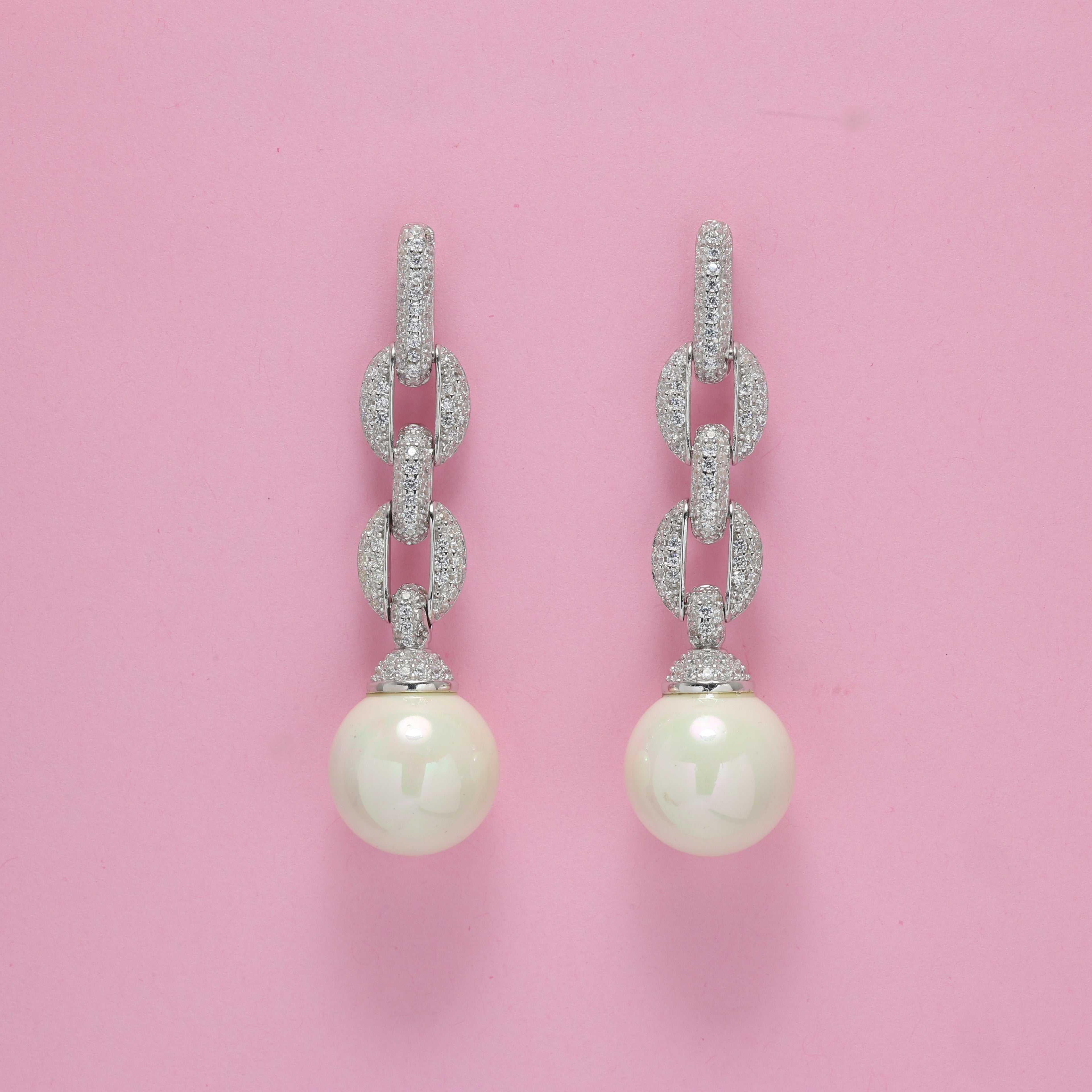 Pearl Link Drop Earrings