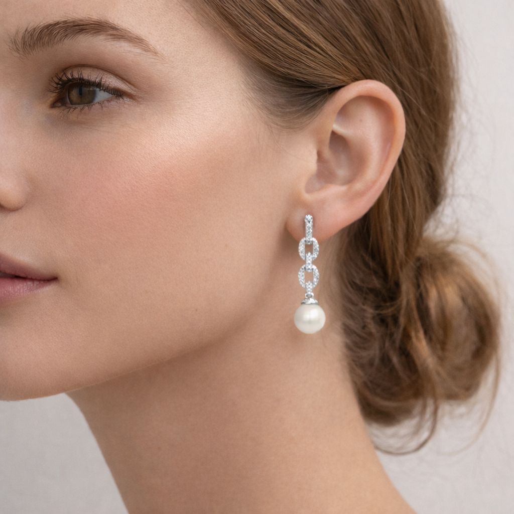 Pearl Link Drop Earrings