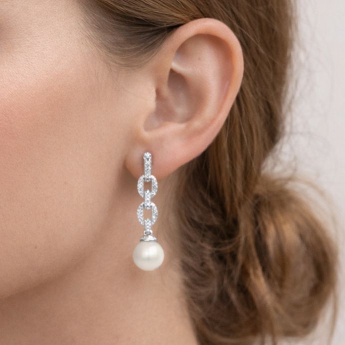Pearl Link Drop Earrings