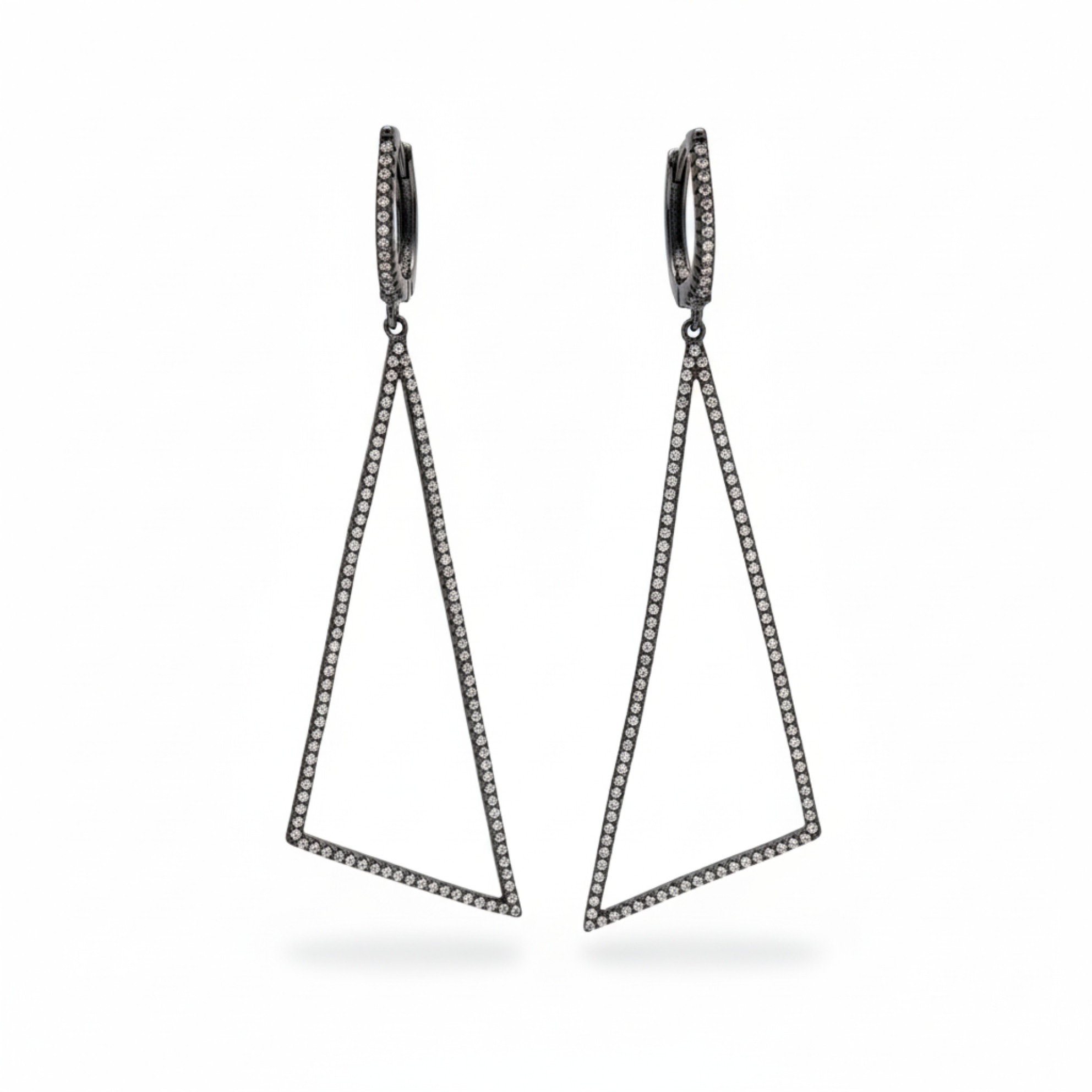 Silver Bold Black Triangle Hanging Earring