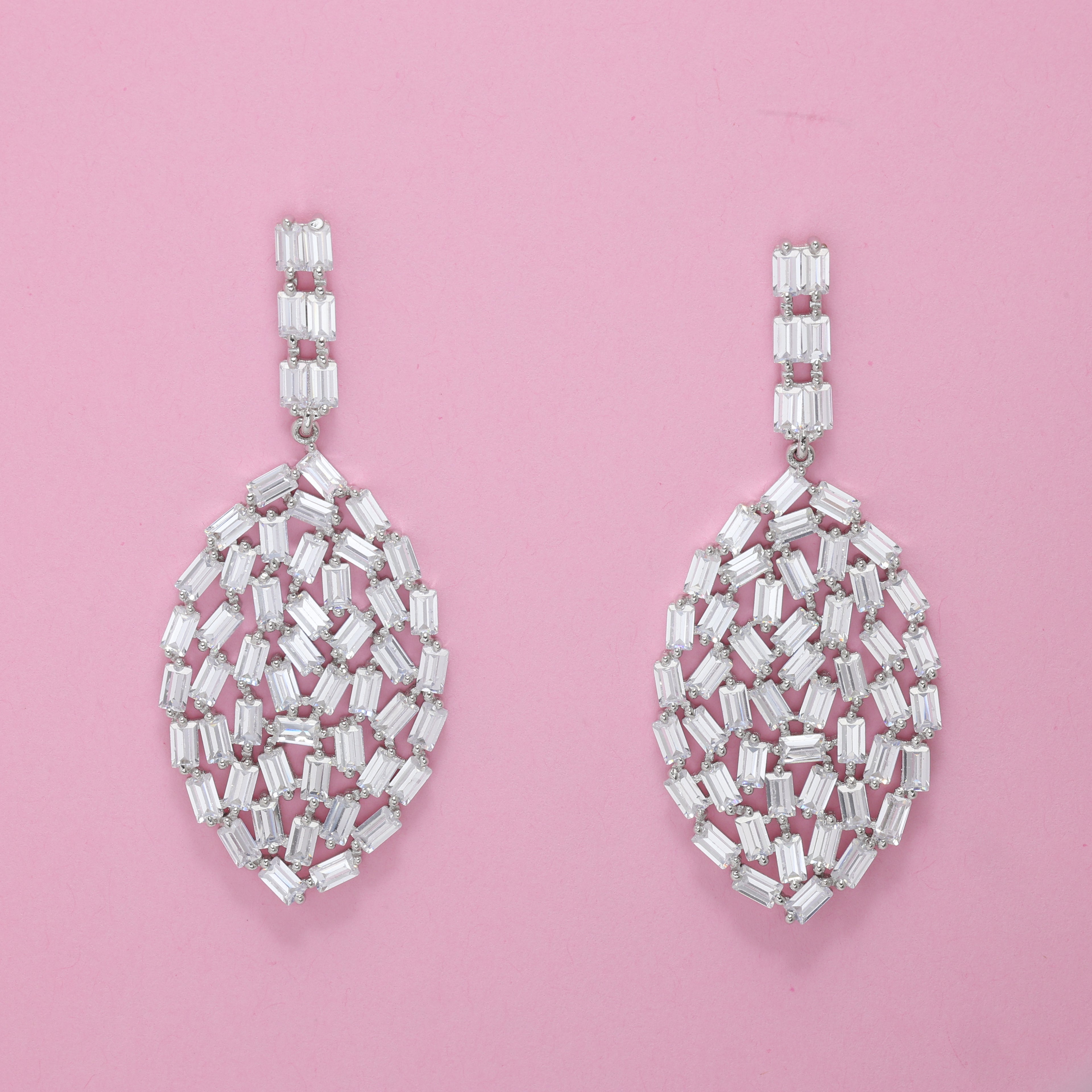 Crystal Mesh Teardrop Earrings