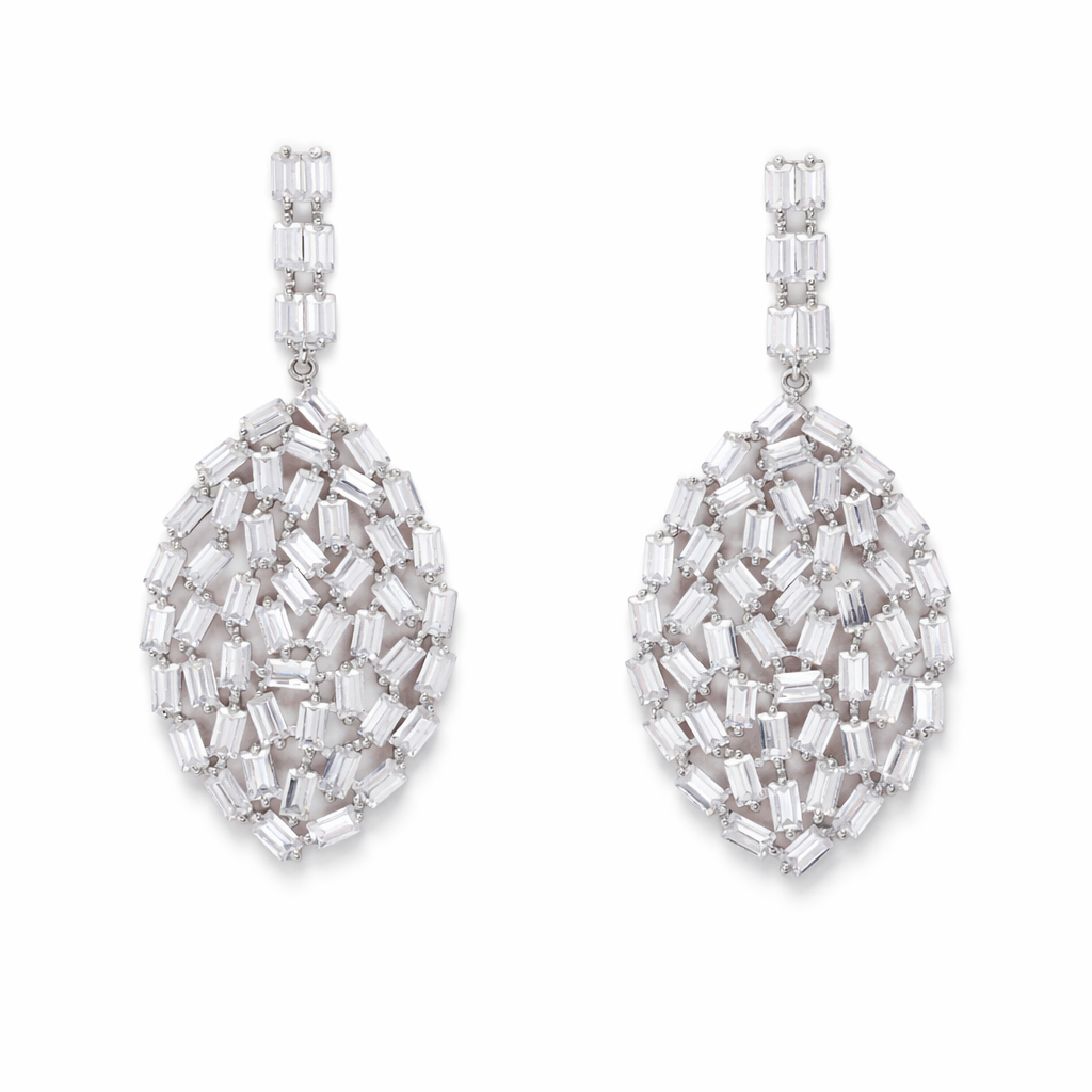 Crystal Mesh Teardrop Earrings