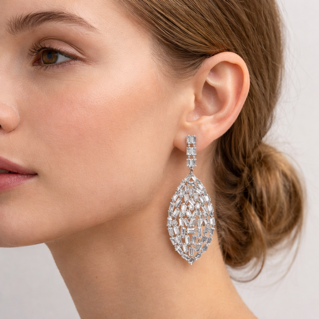 Crystal Mesh Teardrop Earrings