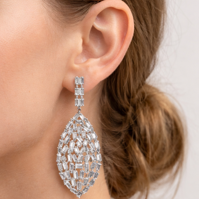 Crystal Mesh Teardrop Earrings