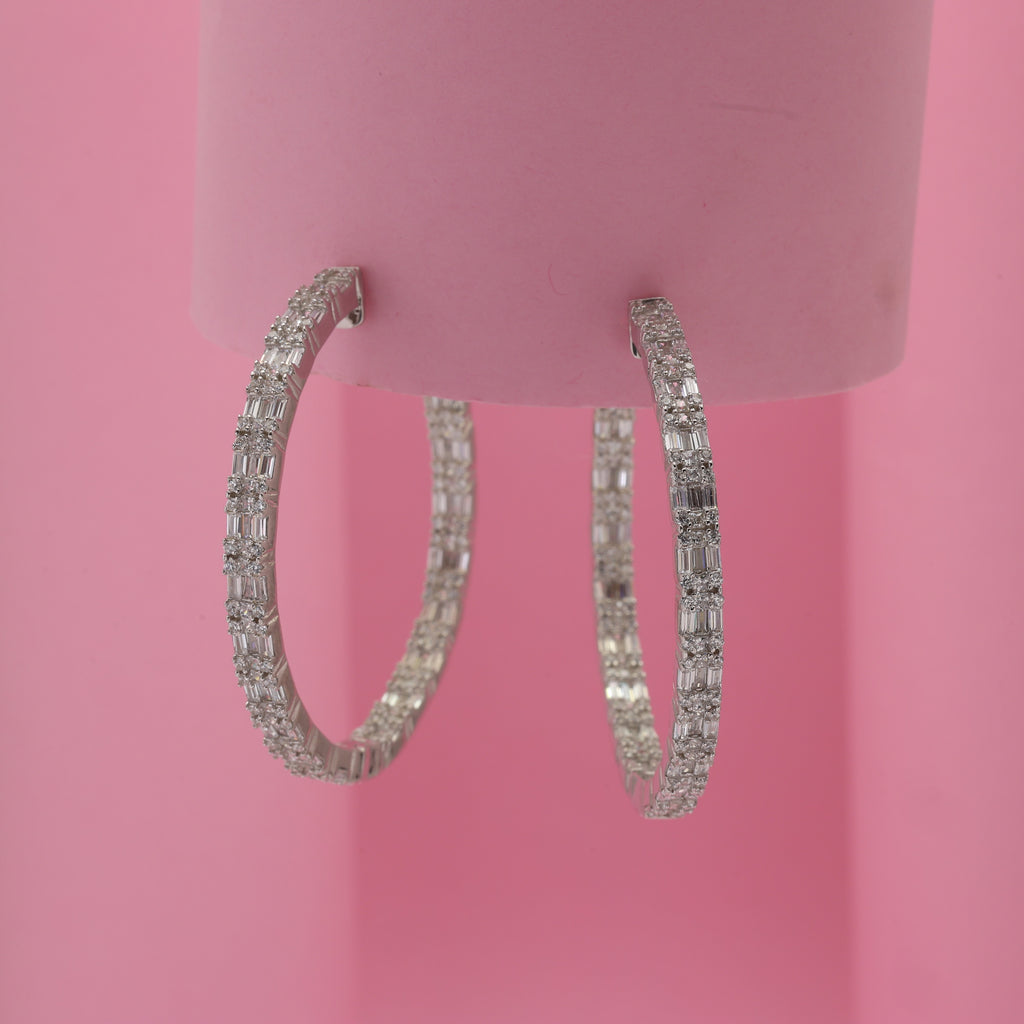 Baguette Halo Hoop Earrings