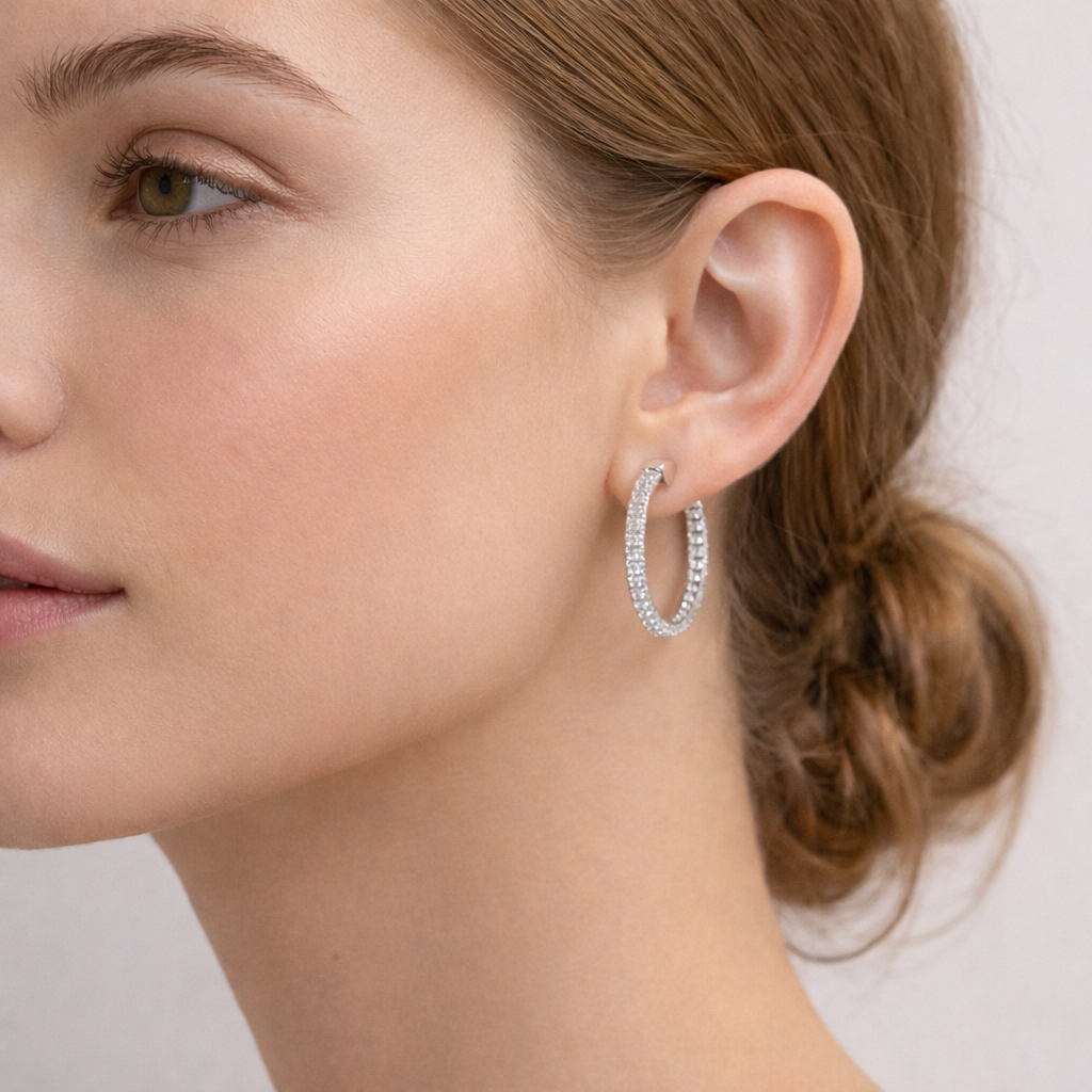 Baguette Halo Hoop Earrings