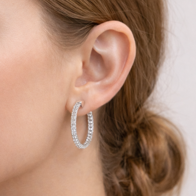 Baguette Halo Hoop Earrings