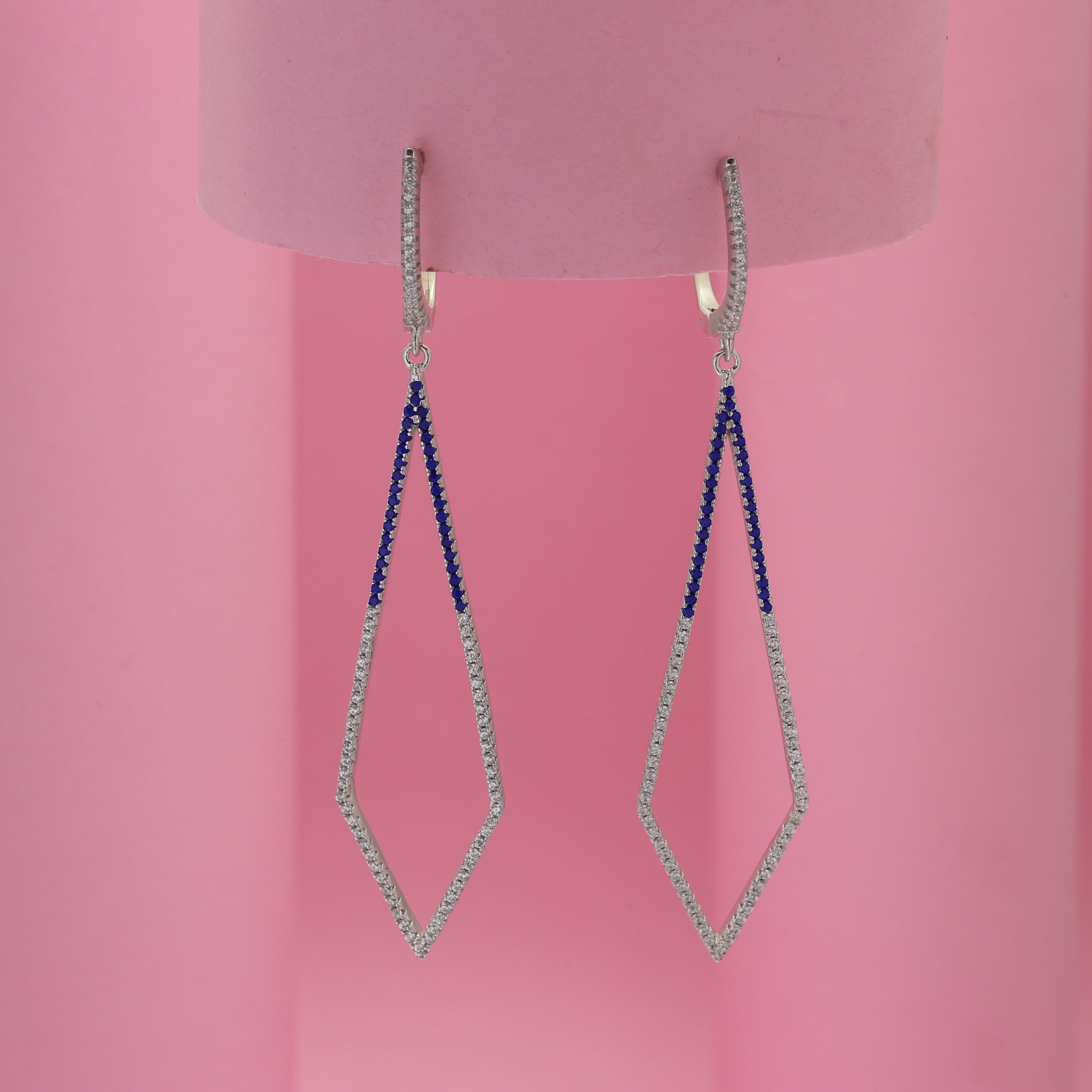 Sapphire Line Diamond Drop Earrings