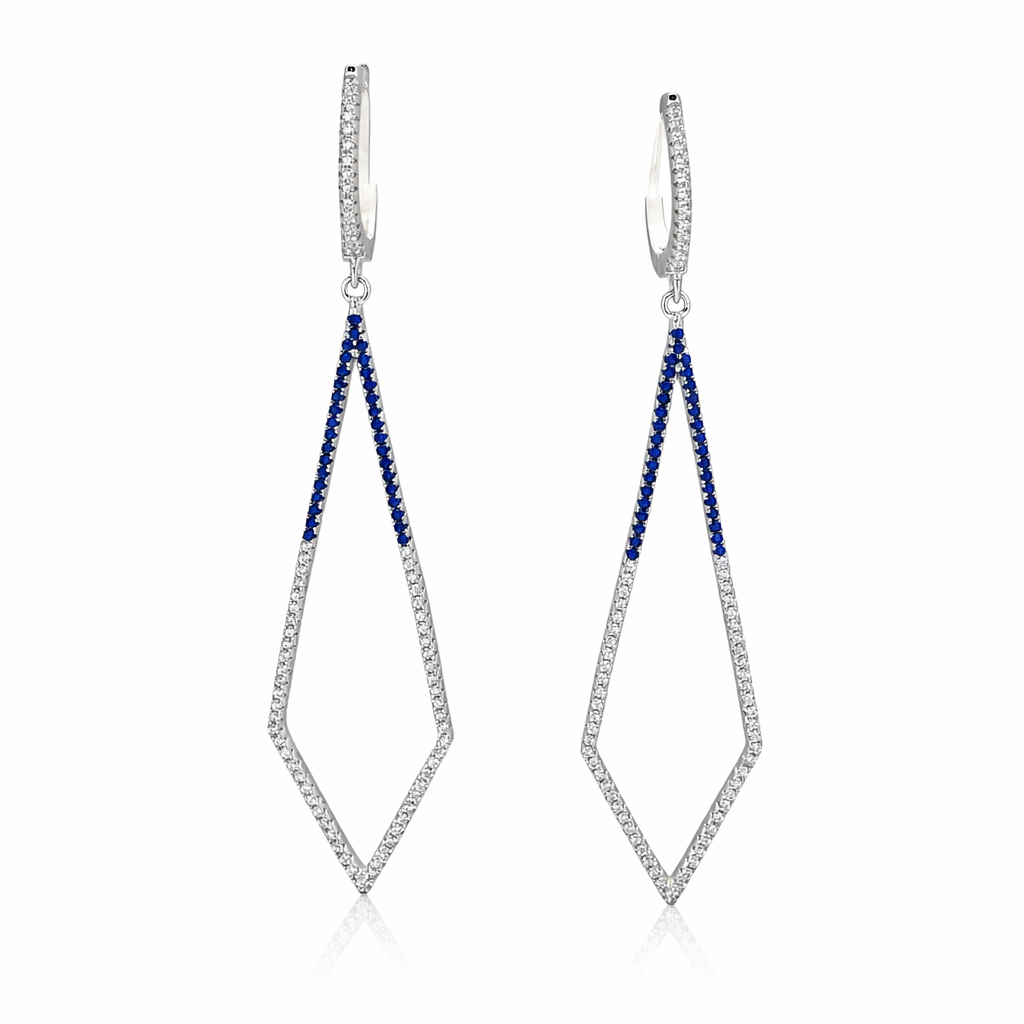 Sapphire Line Diamond Drop Earrings