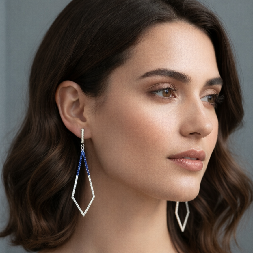 Sapphire Line Diamond Drop Earrings