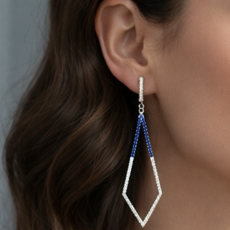 Sapphire Line Diamond Drop Earrings
