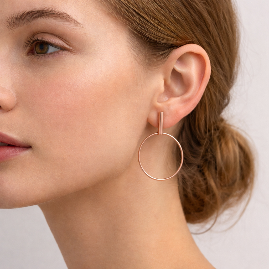 Rose Halo Bar Hoop Earrings