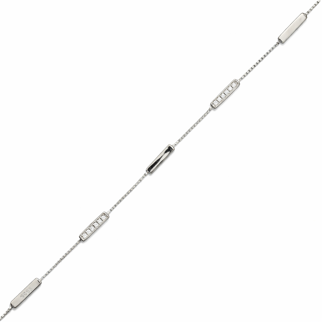 Silver Geometric Station Bracelet