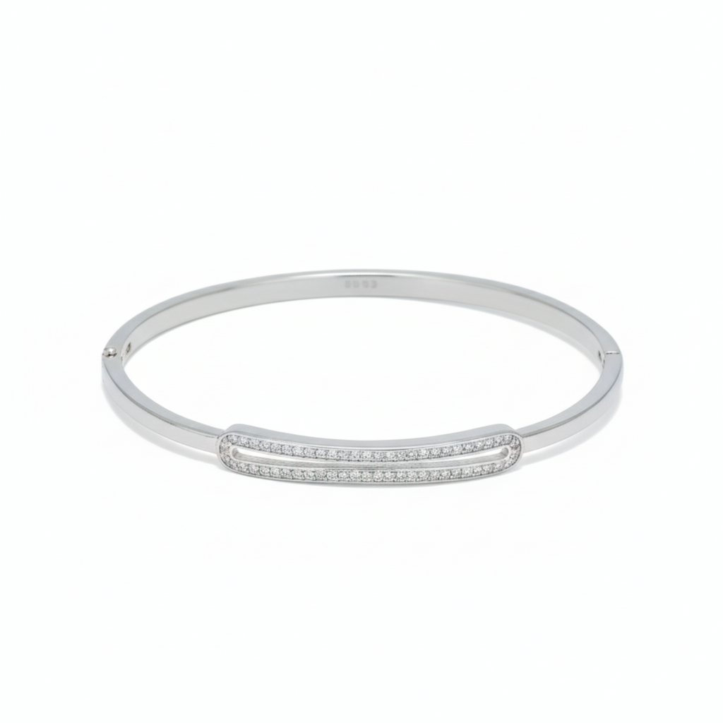 Silver Eleglitz Seated Diamond Kada