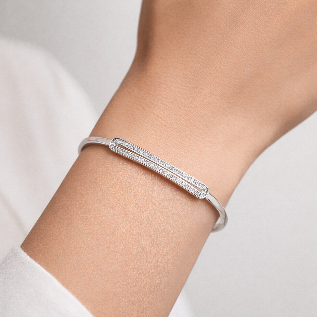 Silver Eleglitz Seated Diamond Kada