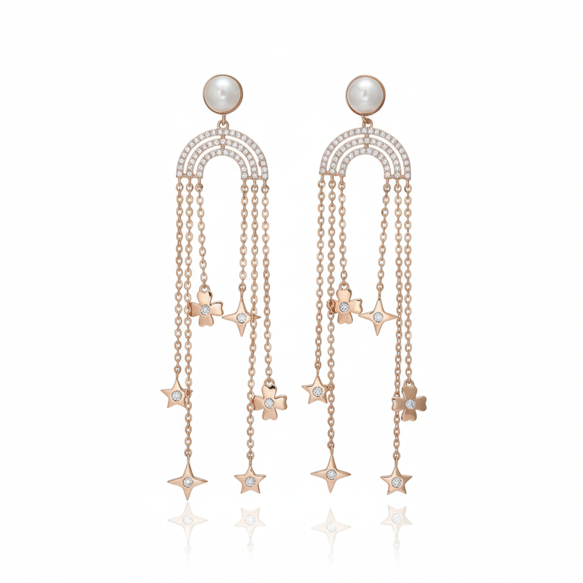 Silver Rainbow Drape Earring