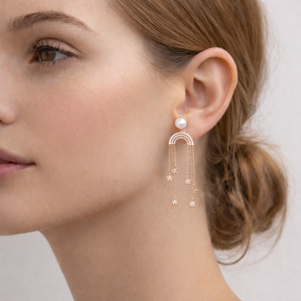 Silver Rainbow Drape Earring