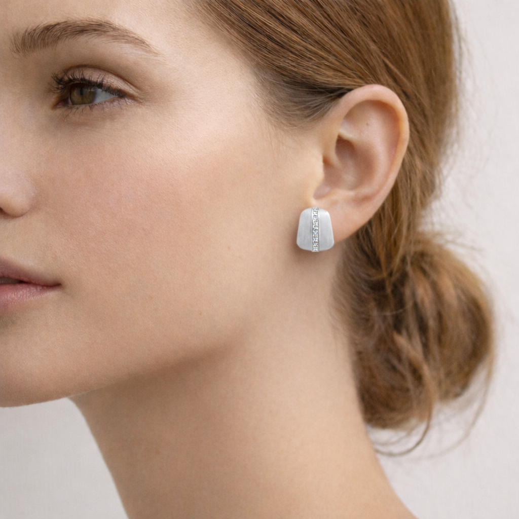 Silver Brilliant Block Earring