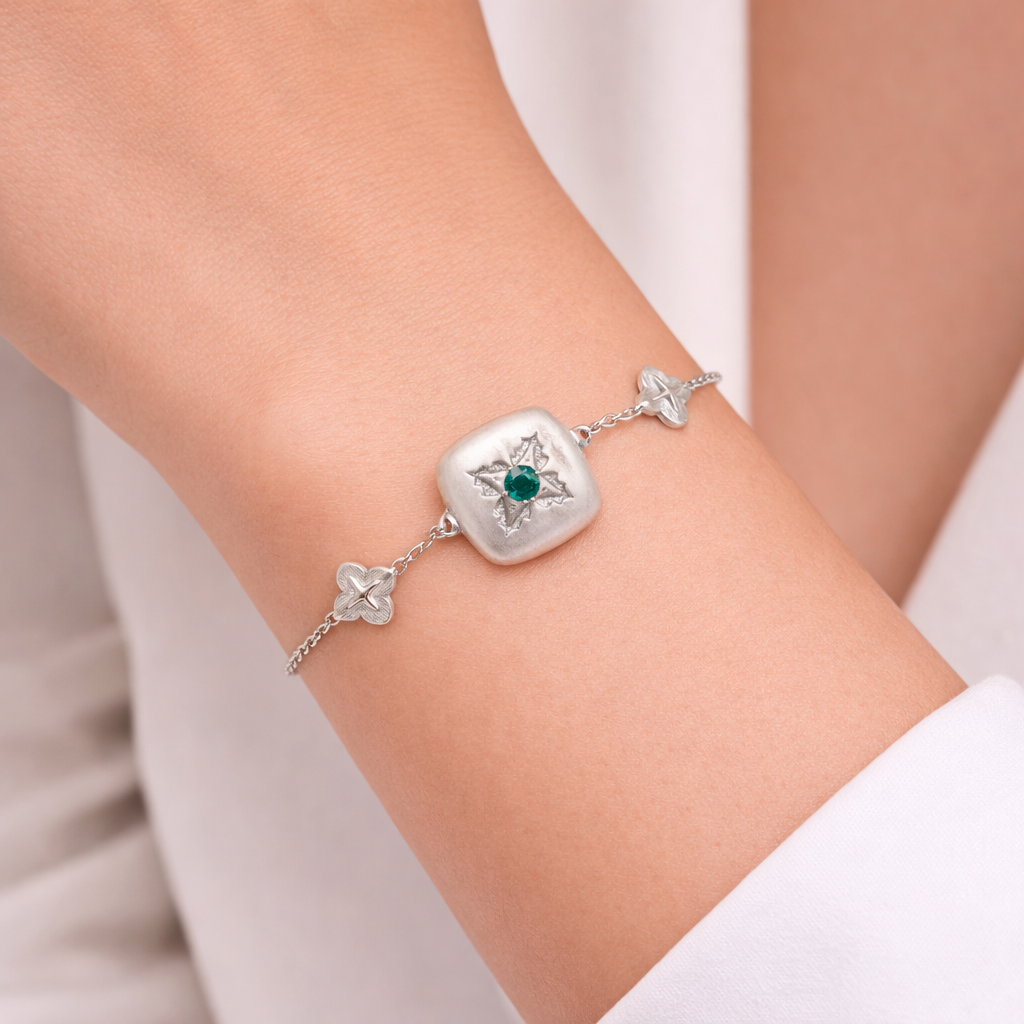 Emerald Clover Charm Bracelet