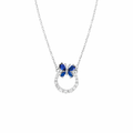 Sapphire Flutter Halo Pendant