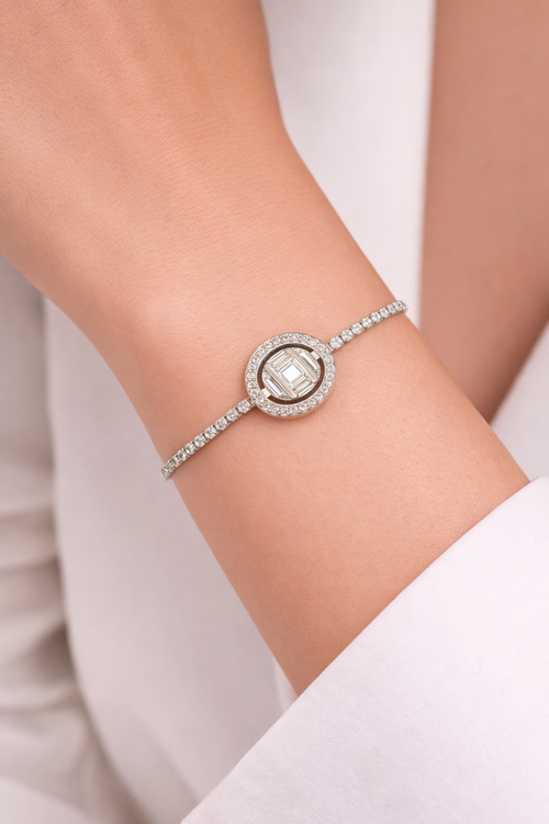 Radiant Halo Baguette Bracelet