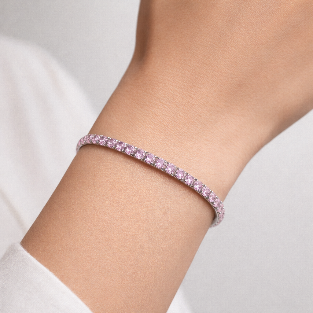 Silver RoseAura Pink Diamond Kada