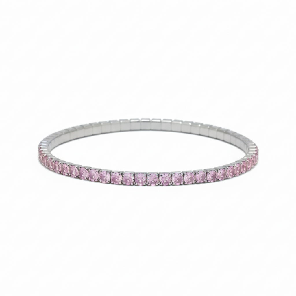 Silver RoseAura Pink Diamond Kada