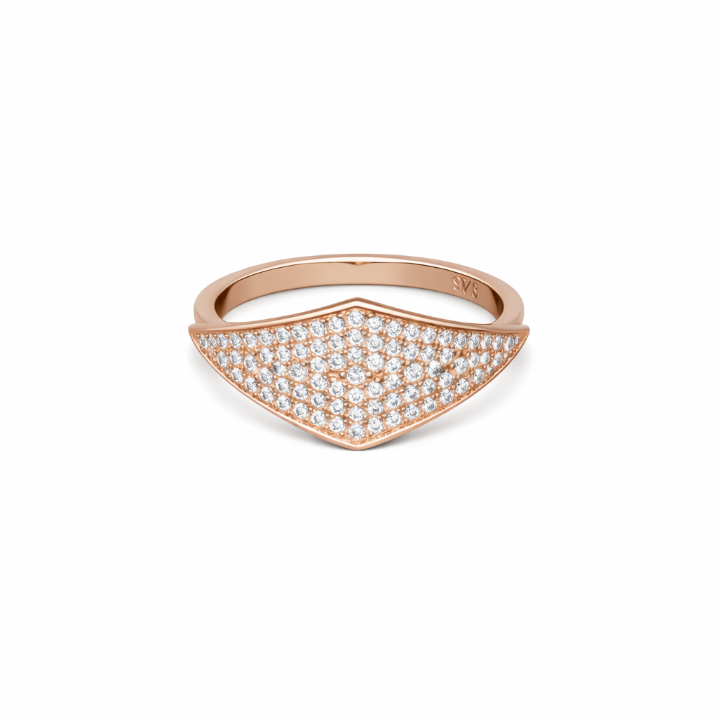 Rose Pave Crest Ring