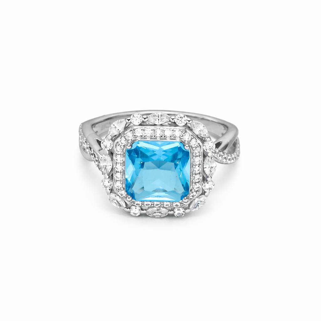 Azure Halo Elegance Ring