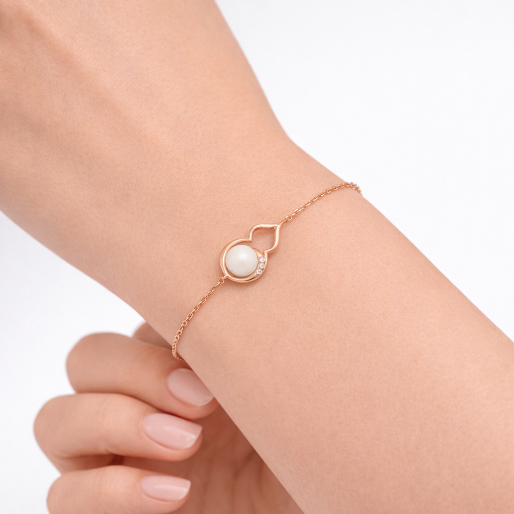 Rosegold Pearl Heart Bracelet