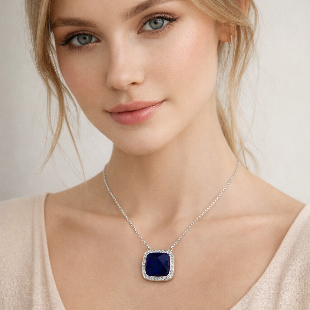 Silver Blue Mist Chain Pendant