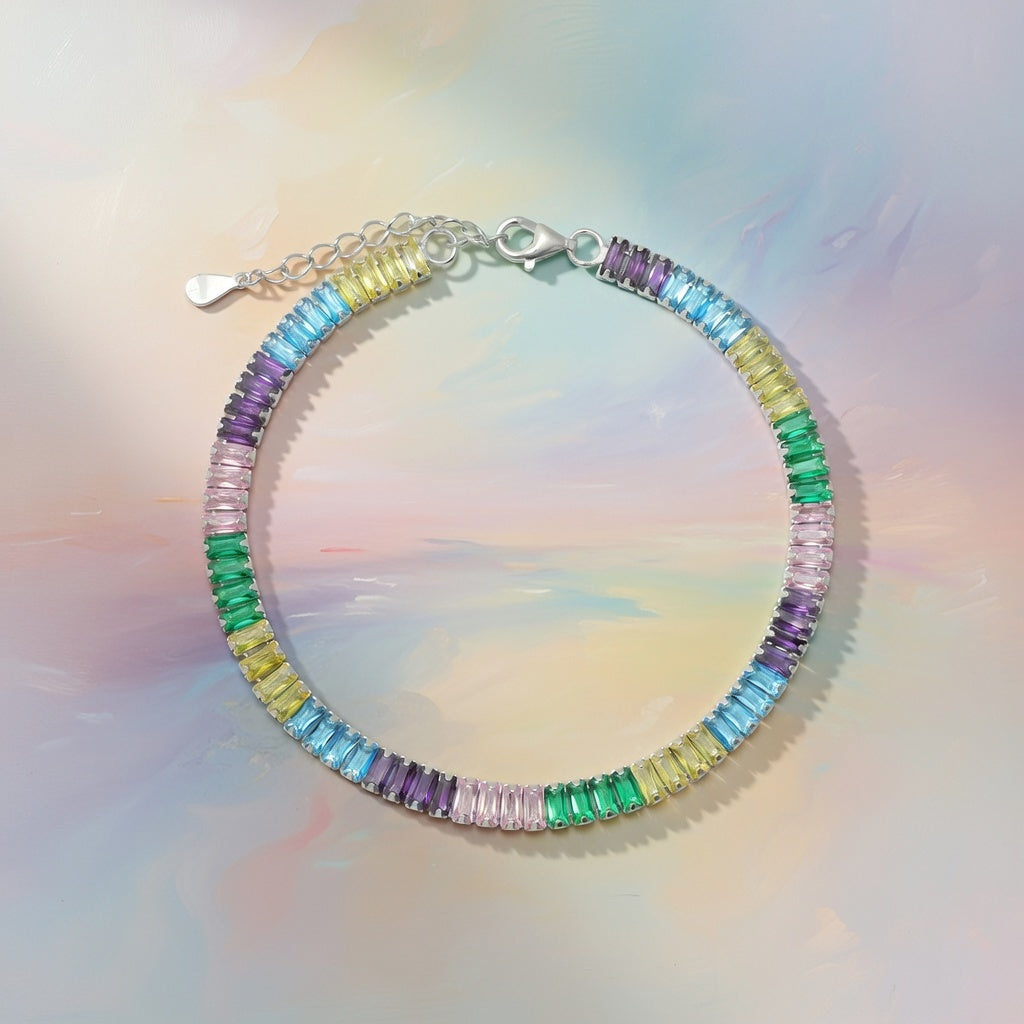 Rainbow Sparkle 925 Silver Bracelet