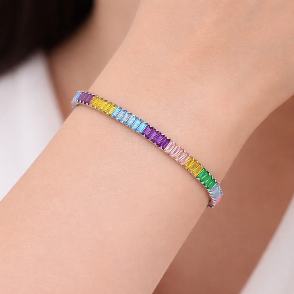 Rainbow Sparkle 925 Silver Bracelet