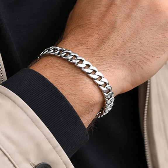 925 Silver Cuban Link Chain Bracelet